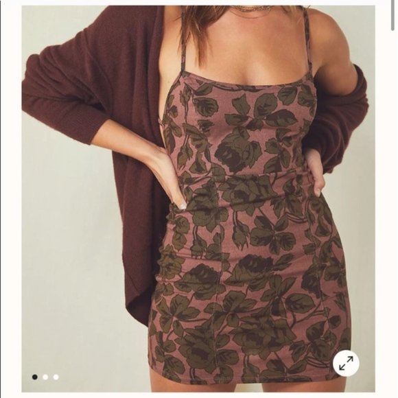 Free People | Bring It Back Printed Slip Mauve Medium - Picture 1 of 10